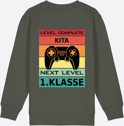 Sweatshirt Einschulung: Next Level 1. Klasse mit Wunschnamen - Khaki