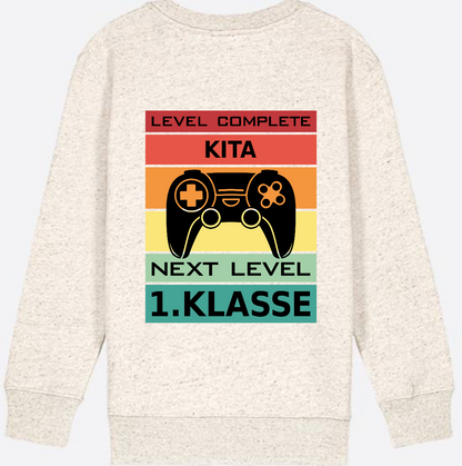 Sweatshirt Einschulung: Next Level 1. Klasse mit Wunschnamen - Natural Raw