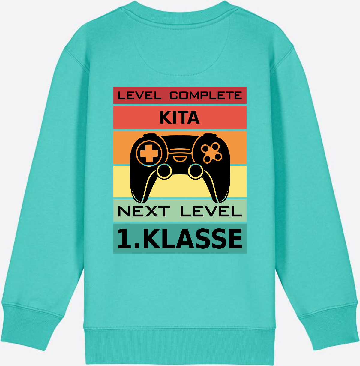 Sweatshirt Einschulung: Next Level 1. Klasse mit Wunschnamen - Pool Blue