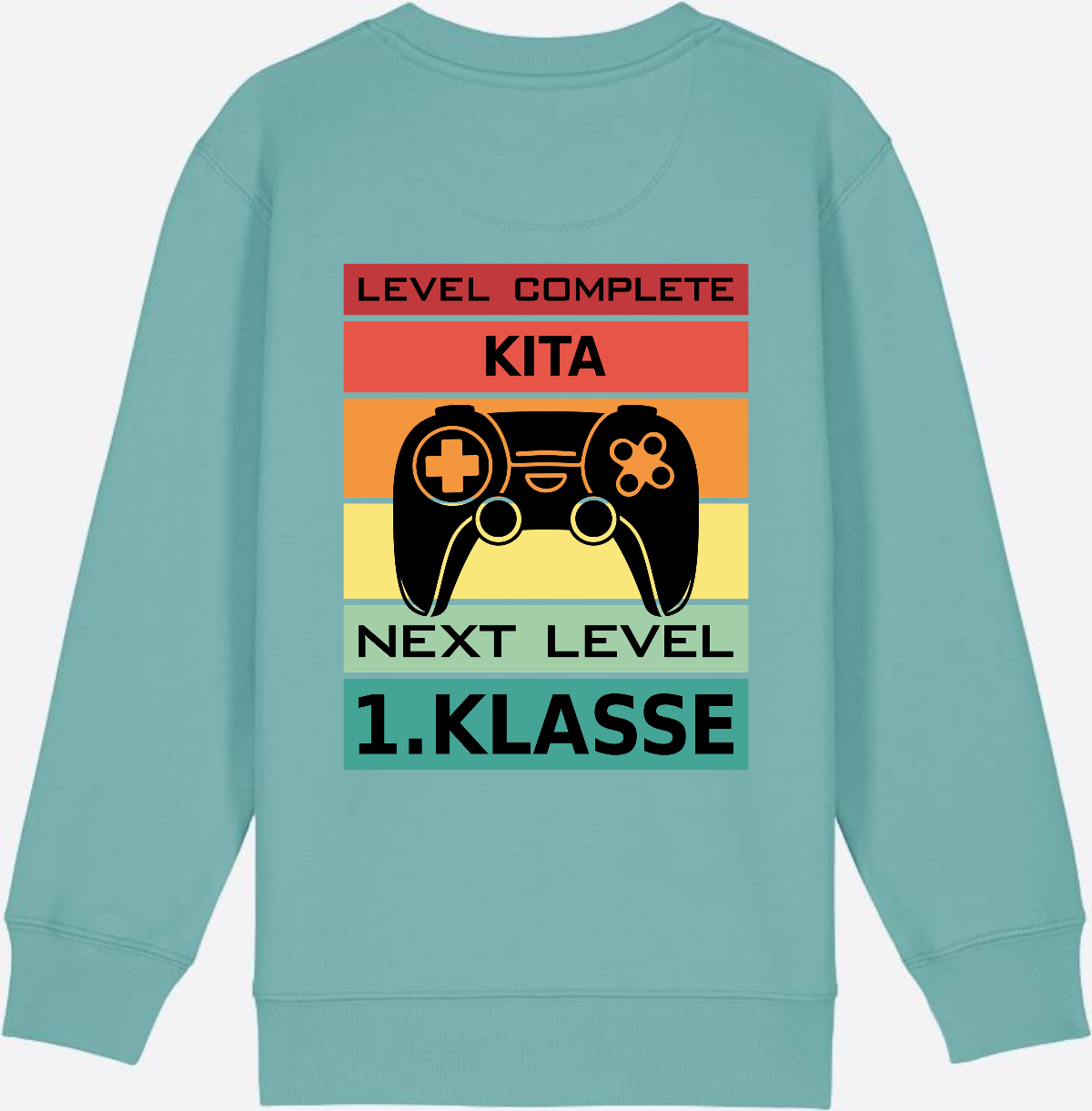 Sweatshirt Einschulung: Next Level 1. Klasse mit Wunschnamen - Teal Monstera