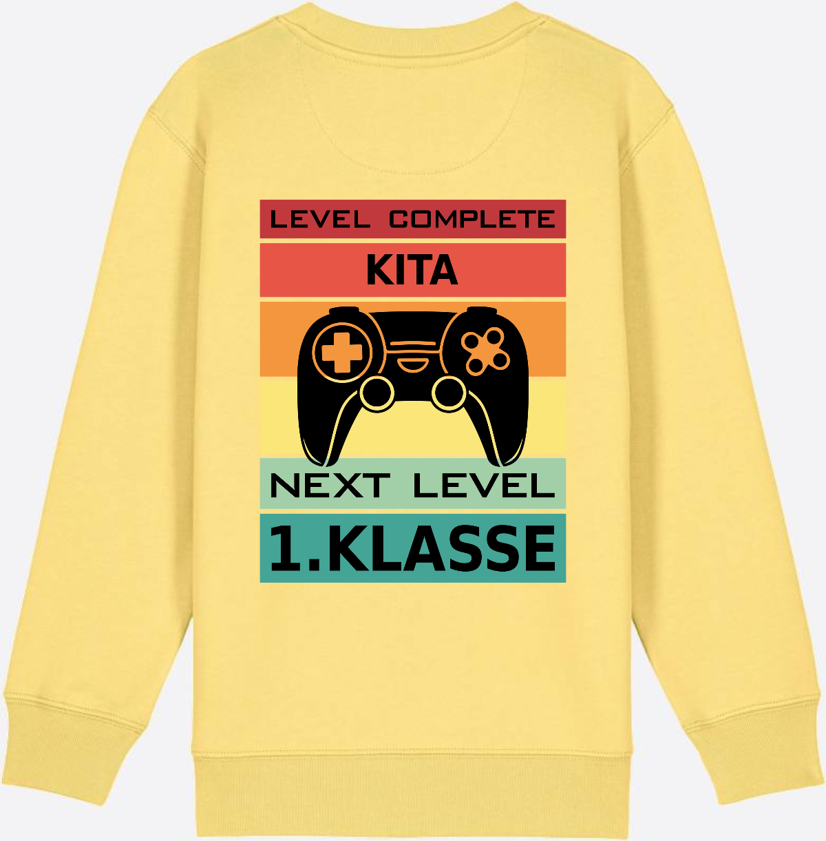 Sweatshirt Einschulung: Next Level 1. Klasse mit Wunschnamen - Viva Yellow