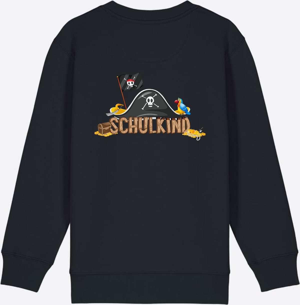 Sweatshirt Einschulung – Schulkind Pirat mit Wunschnamen - Black