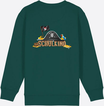 Sweatshirt Einschulung – Schulkind Pirat mit Wunschnamen - Glazed Green