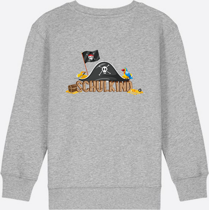 Sweatshirt Einschulung – Schulkind Pirat mit Wunschnamen - Heather Grey