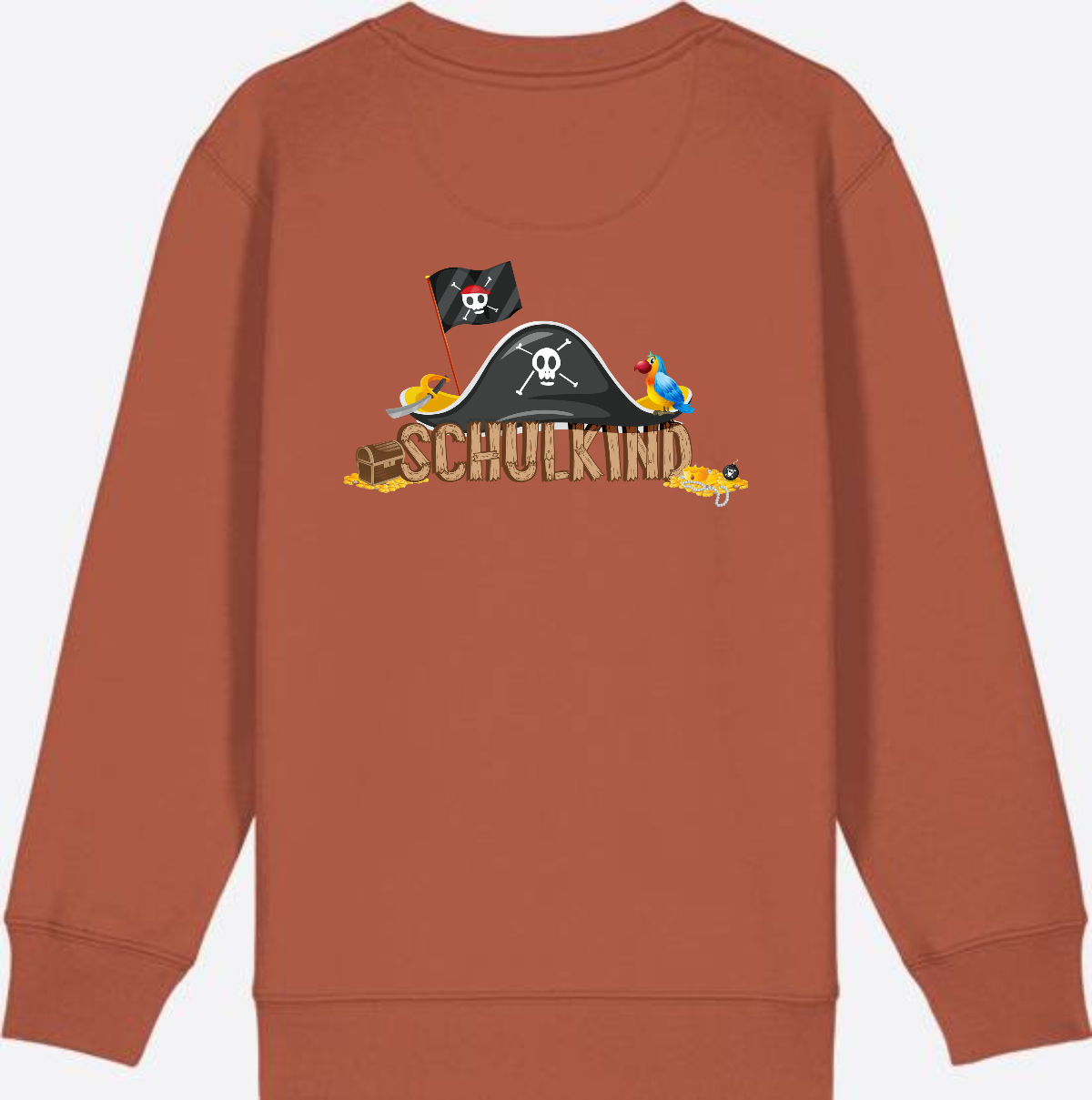 Sweatshirt Einschulung – Schulkind Pirat mit Wunschnamen - Heritage Brown