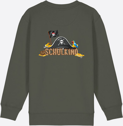 Sweatshirt Einschulung – Schulkind Pirat mit Wunschnamen - Khaki