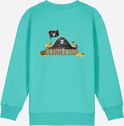 Sweatshirt Einschulung – Schulkind Pirat mit Wunschnamen - Pool Blue