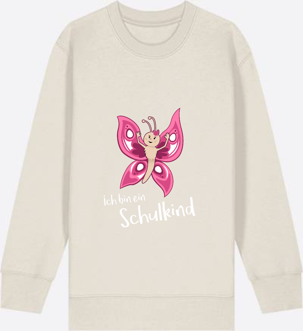 Sweatshirt Einschulung – Schulkind Schmetterling personalisiert - Eco Heather Herzseite
