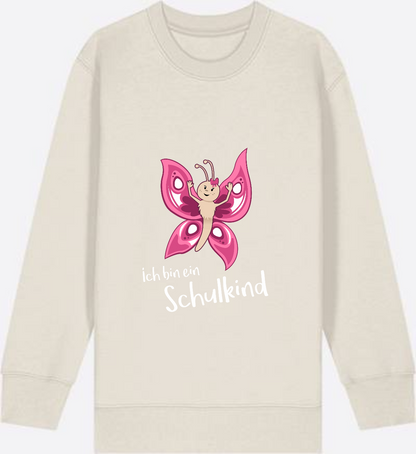 Sweatshirt Einschulung – Schulkind Schmetterling personalisiert - Eco Heather Herzseite
