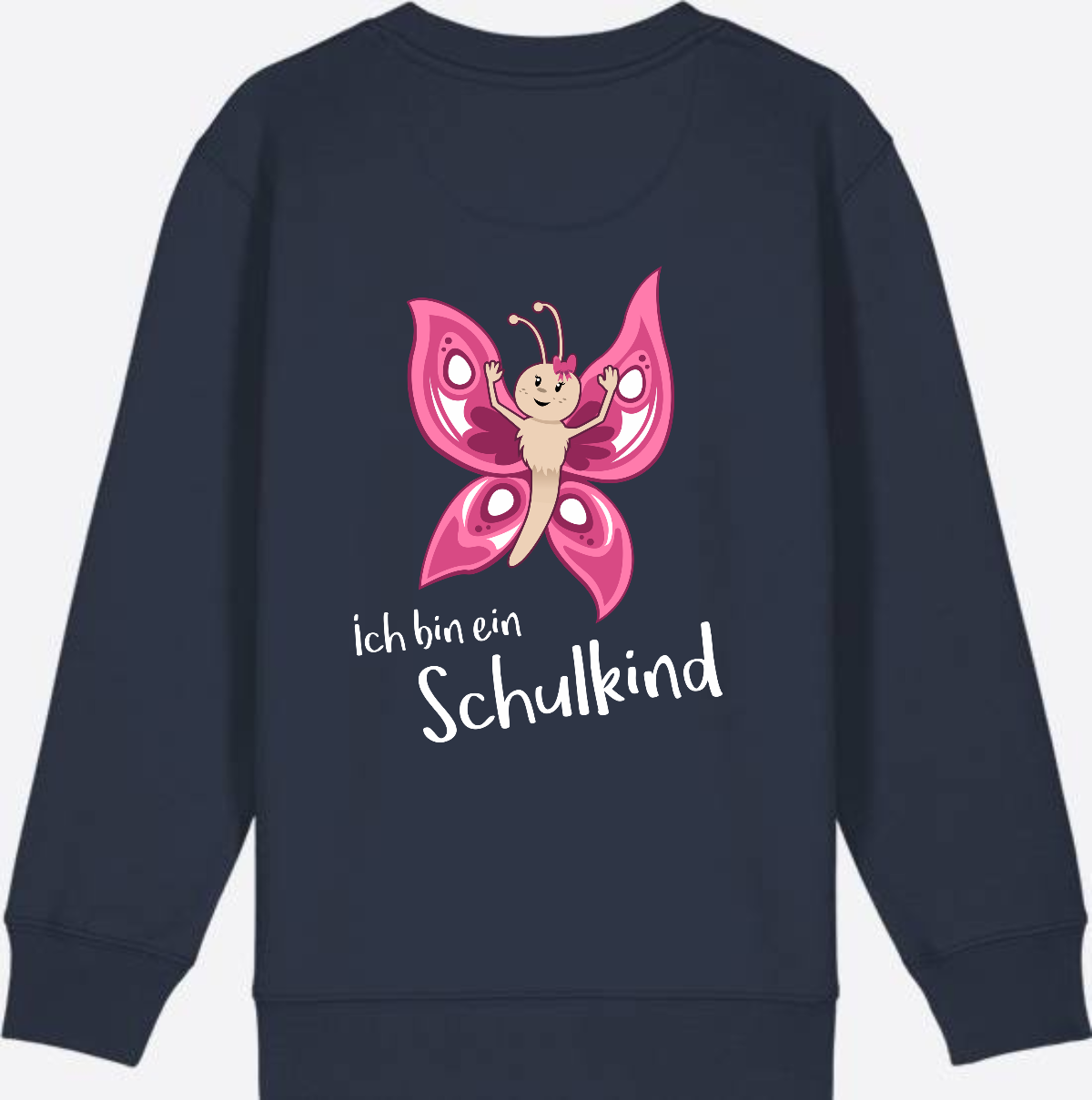 Sweatshirt Einschulung – Schulkind Schmetterling personalisiert - French Navy