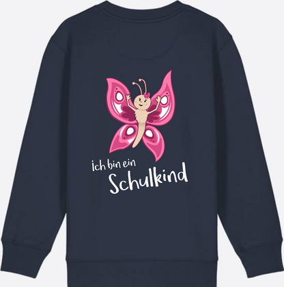 Sweatshirt Einschulung – Schulkind Schmetterling personalisiert - French Navy