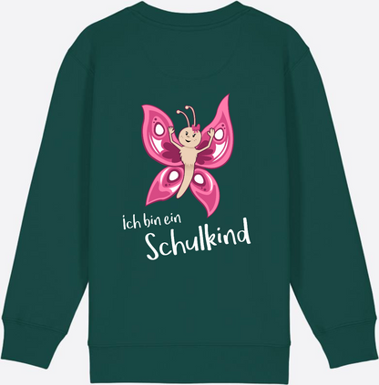 Sweatshirt Einschulung – Schulkind Schmetterling personalisiert - Glazed Green
