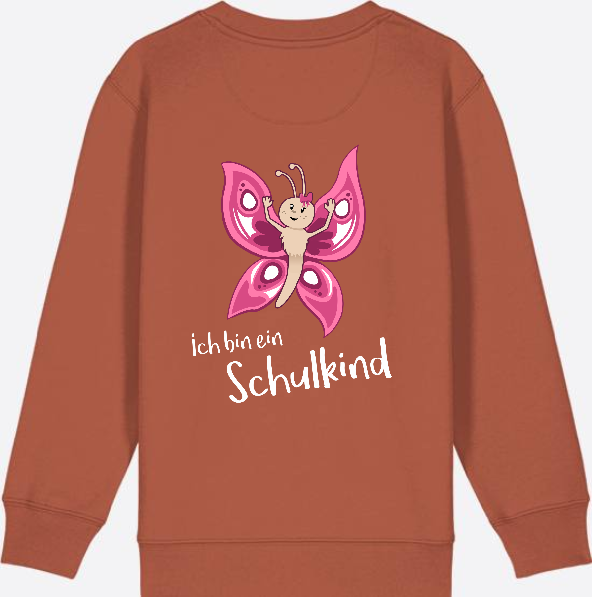 Sweatshirt Einschulung – Schulkind Schmetterling personalisiert - Heritage Brown