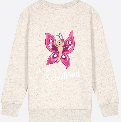 Sweatshirt Einschulung – Schulkind Schmetterling personalisiert - Natural Raw