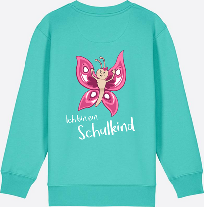 Sweatshirt Einschulung – Schulkind Schmetterling personalisiert - Pool Blue