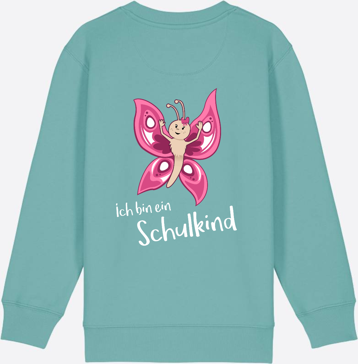 Sweatshirt Einschulung – Schulkind Schmetterling personalisiert - Teal Monstera
