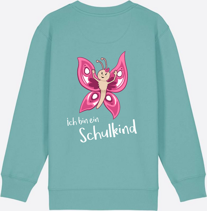 Sweatshirt Einschulung – Schulkind Schmetterling personalisiert - Teal Monstera
