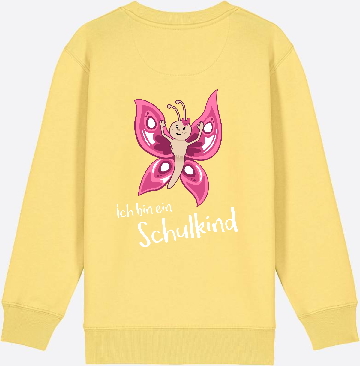 Sweatshirt Einschulung – Schulkind Schmetterling personalisiert - Viva Yellow