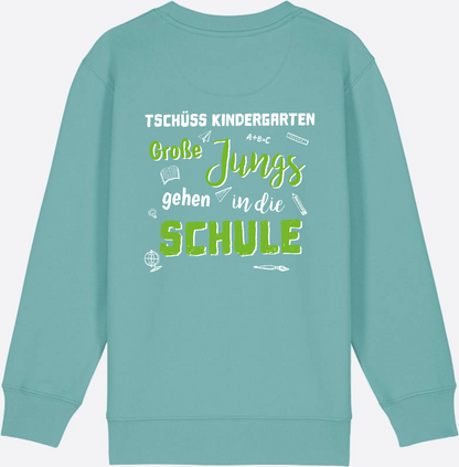 Sweatshirt Einschulung – Tschüss Kindergarten Große Jungs - Teal Monstera