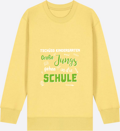 Sweatshirt Einschulung – Tschüss Kindergarten Große Jungs - Viva Yellow Herzseite