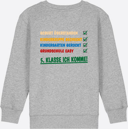 Sweatshirt: Grundschule überstanden – 5. Klasse ich komme! - Heather Grey