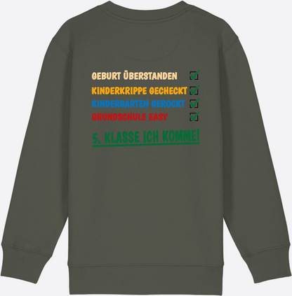 Sweatshirt: Grundschule überstanden – 5. Klasse ich komme! - Khaki