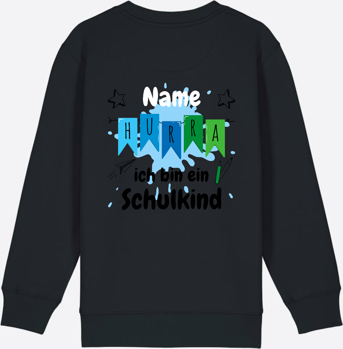 Sweatshirt Hurra ich bin ein Schulkind | Geschenk zur Einschulung - Black
