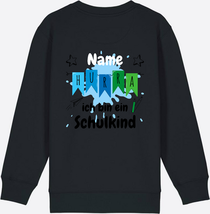 Sweatshirt Hurra ich bin ein Schulkind | Geschenk zur Einschulung - Black