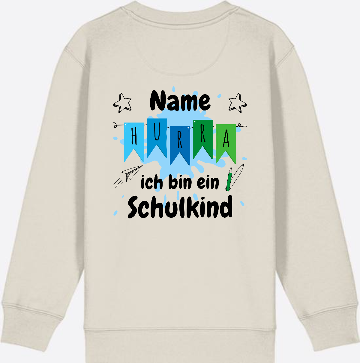 Sweatshirt Hurra ich bin ein Schulkind | Geschenk zur Einschulung - Eco Heather