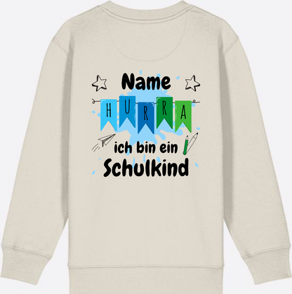 Sweatshirt Hurra ich bin ein Schulkind | Geschenk zur Einschulung - Eco Heather