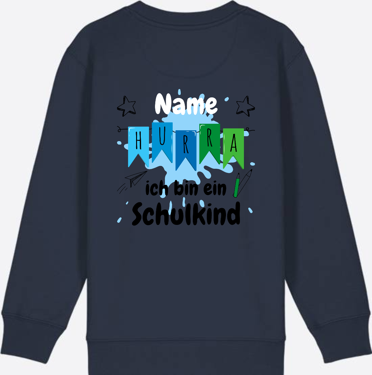 Sweatshirt Hurra ich bin ein Schulkind | Geschenk zur Einschulung - French Navy