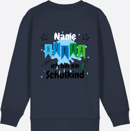 Sweatshirt Hurra ich bin ein Schulkind | Geschenk zur Einschulung - French Navy