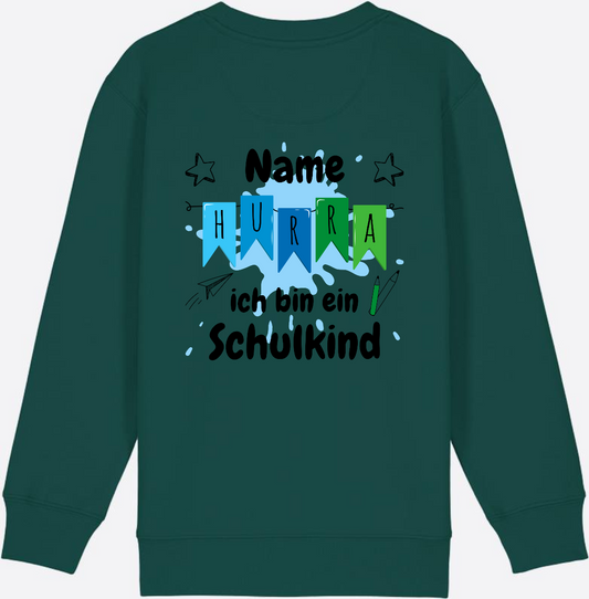 Sweatshirt Hurra ich bin ein Schulkind | Geschenk zur Einschulung - Glazed Green
