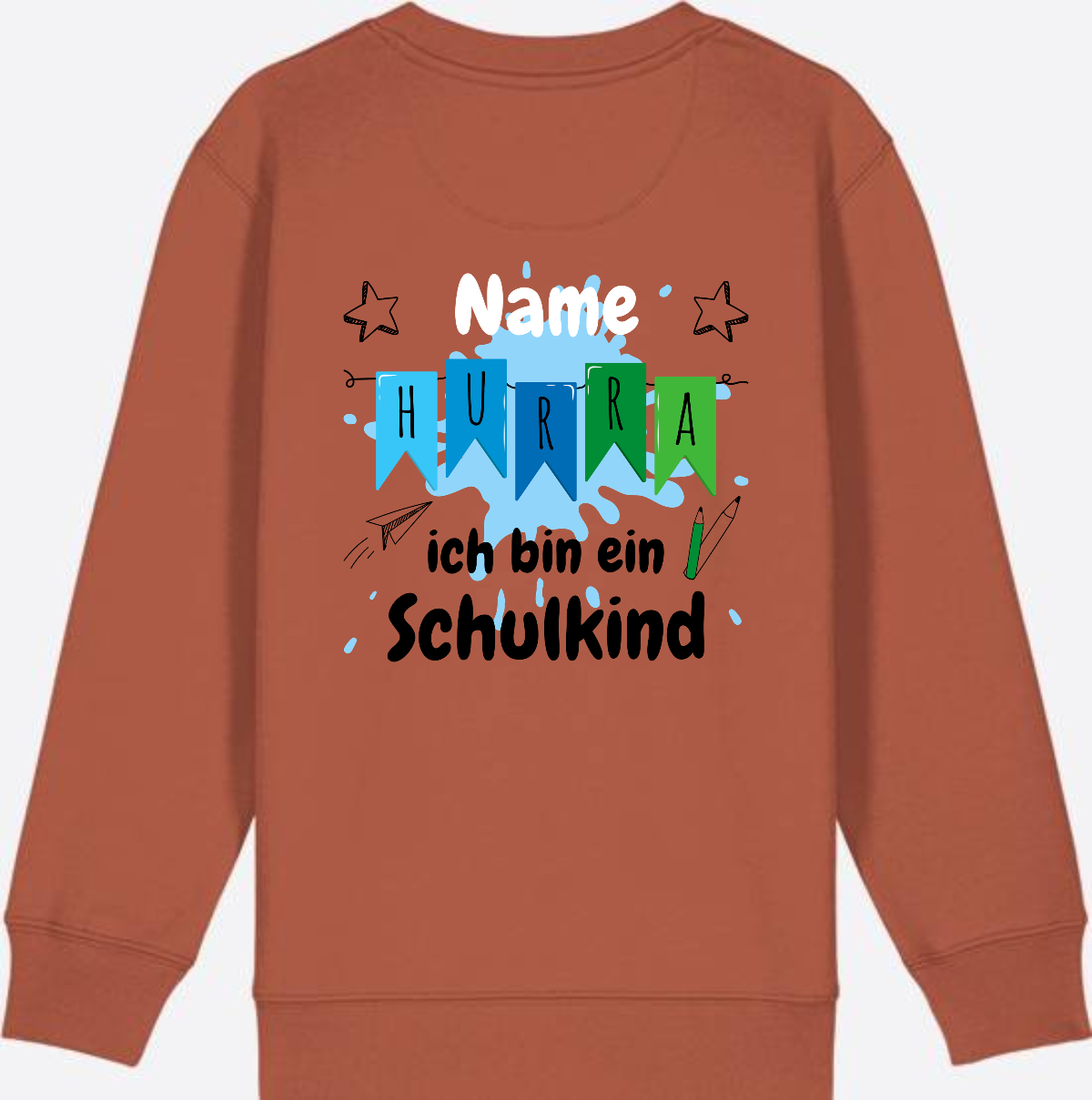 Sweatshirt Hurra ich bin ein Schulkind | Geschenk zur Einschulung - Heritage Brown