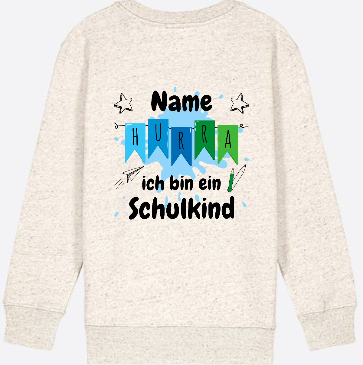 Sweatshirt Hurra ich bin ein Schulkind | Geschenk zur Einschulung - Natural Raw