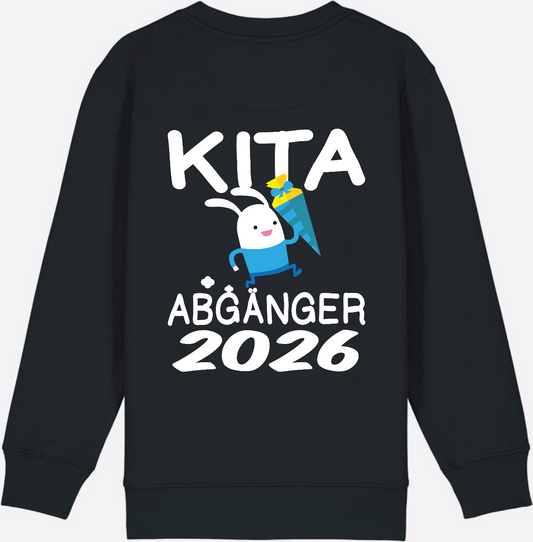 Sweatshirt Kita Abgänger 2026 – Rennender Hase & Schultüte - Black