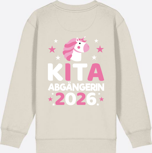 Sweatshirt Kita Abgängerin 2026 – Süßes Einhorn mit Name - Eco Heather