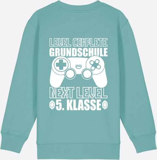 Sweatshirt Level Complete 5. Klasse – Geschenk zum Schulstart - Teal Monstera