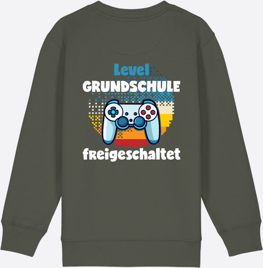 Sweatshirt Level Grundschule freigeschaltet – Geschenk Einschulung - Khaki