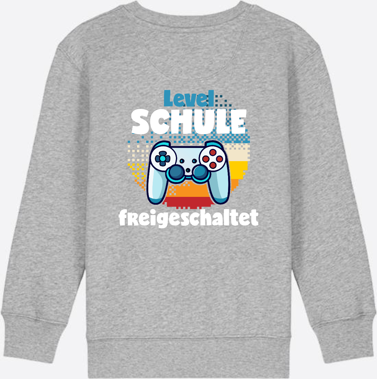 Sweatshirt Level Schule freigeschaltet – Geschenk Einschulung - Heather Grey