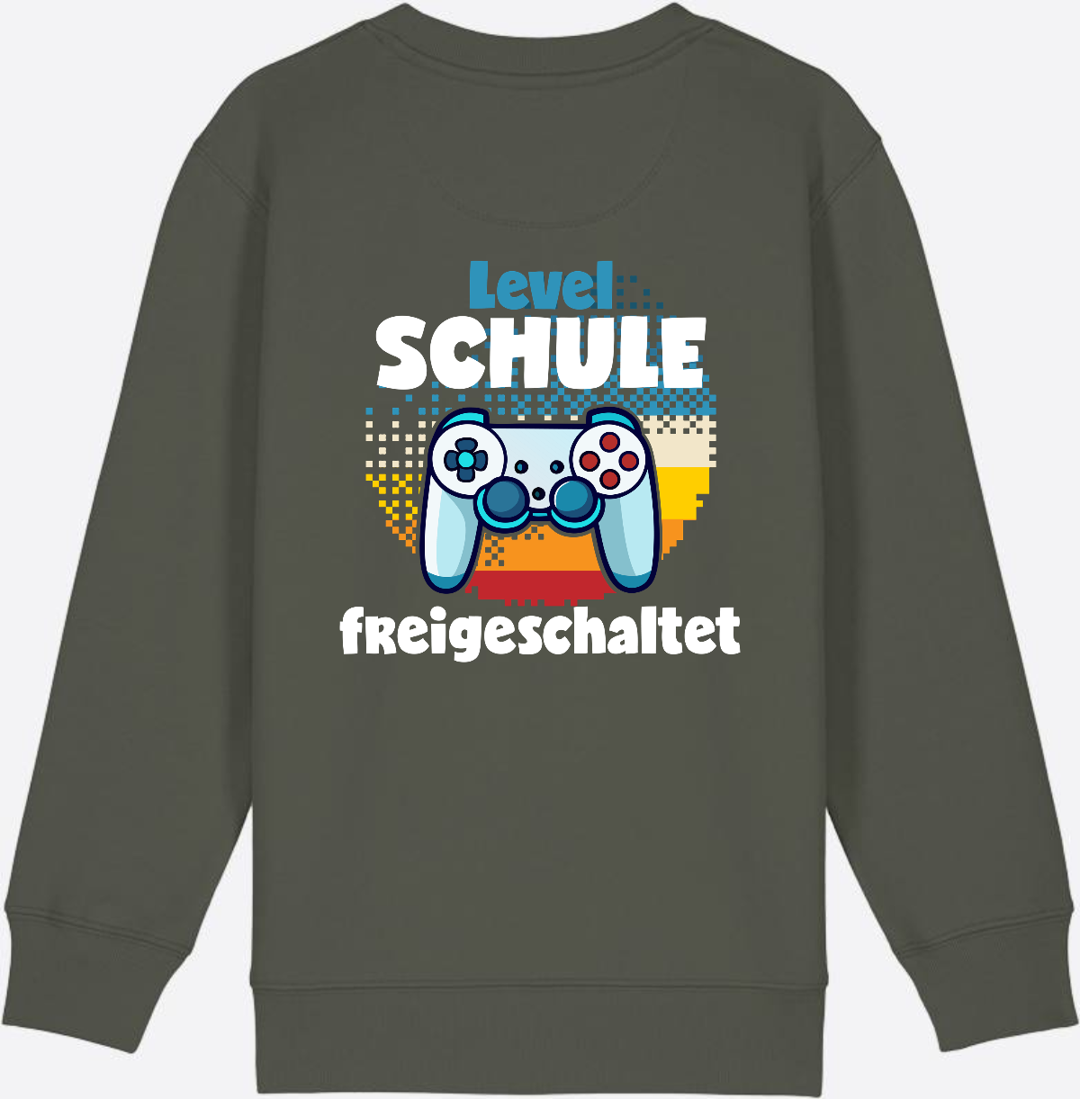 Sweatshirt Level Schule freigeschaltet – Geschenk Einschulung - Khaki