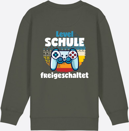 Sweatshirt Level Schule freigeschaltet – Geschenk Einschulung - Khaki