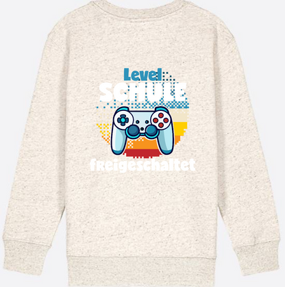 Sweatshirt Level Schule freigeschaltet – Geschenk Einschulung - Natural Raw