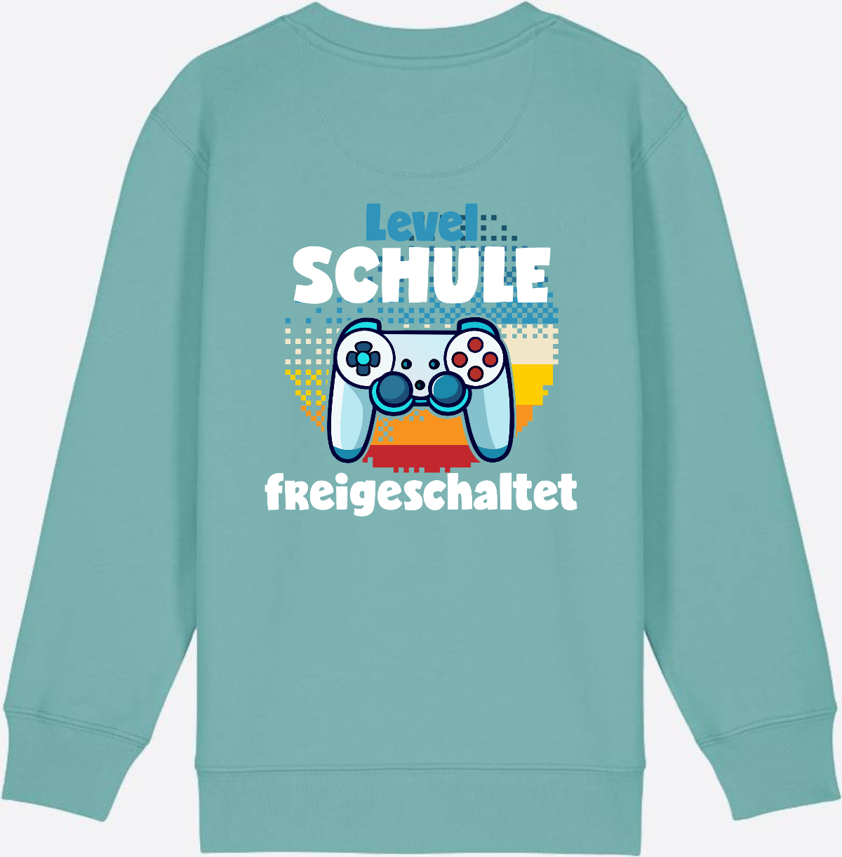 Sweatshirt Level Schule freigeschaltet – Geschenk Einschulung - Teal Monstera