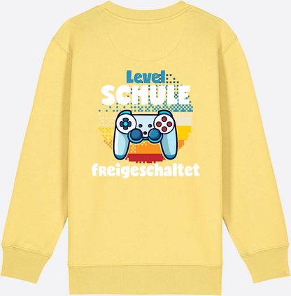 Sweatshirt Level Schule freigeschaltet – Geschenk Einschulung - Viva Yellow