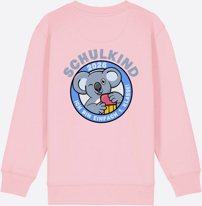 Sweatshirt Schulkind 2026 – 1. Klasse Koala - Cotton Pink