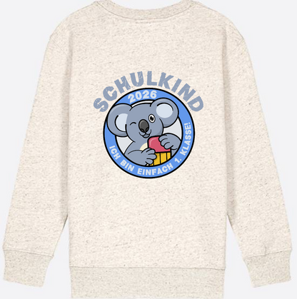 Sweatshirt Schulkind 2026 – 1. Klasse Koala - Natural Raw