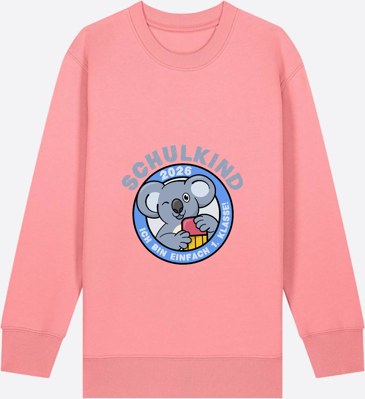 Sweatshirt Schulkind 2026 – 1. Klasse Koala - Pink Joy Herzseite