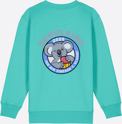 Sweatshirt Schulkind 2026 – 1. Klasse Koala - Pool Blue