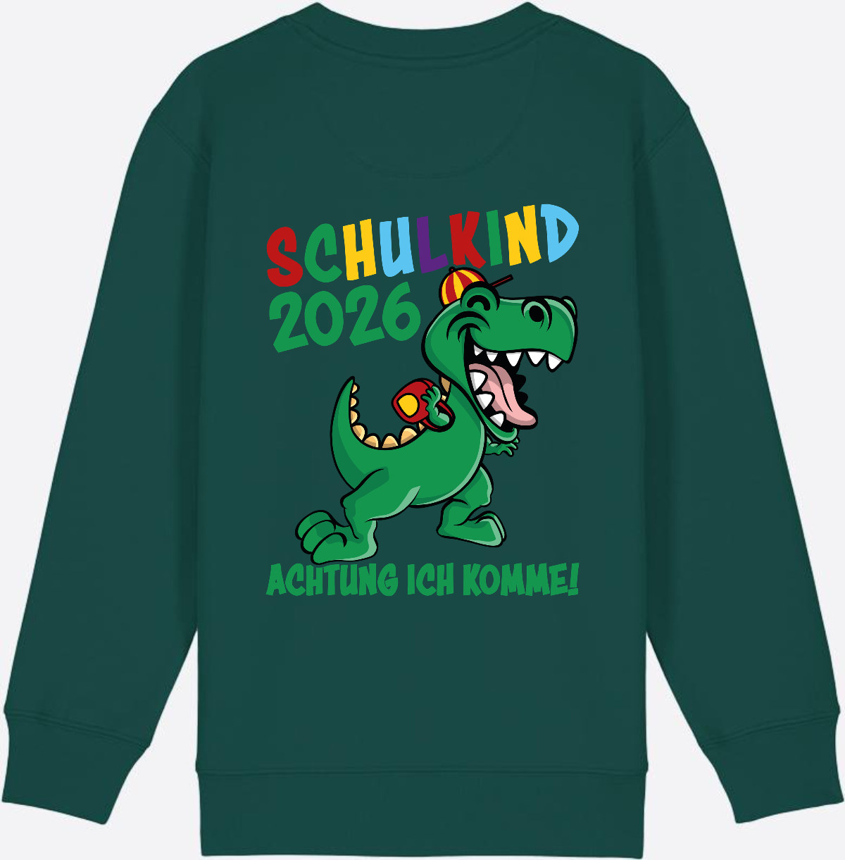Sweatshirt Schulkind 2026: Achtung ich komme! bunt - Glazed Green